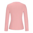 thumbnail image 6 of idosla Womens Long Sleeve Stretch Crewneck Ribbed T-Shirt Slim Fit Casual Basic Tops (Pink, M), 6 of 6