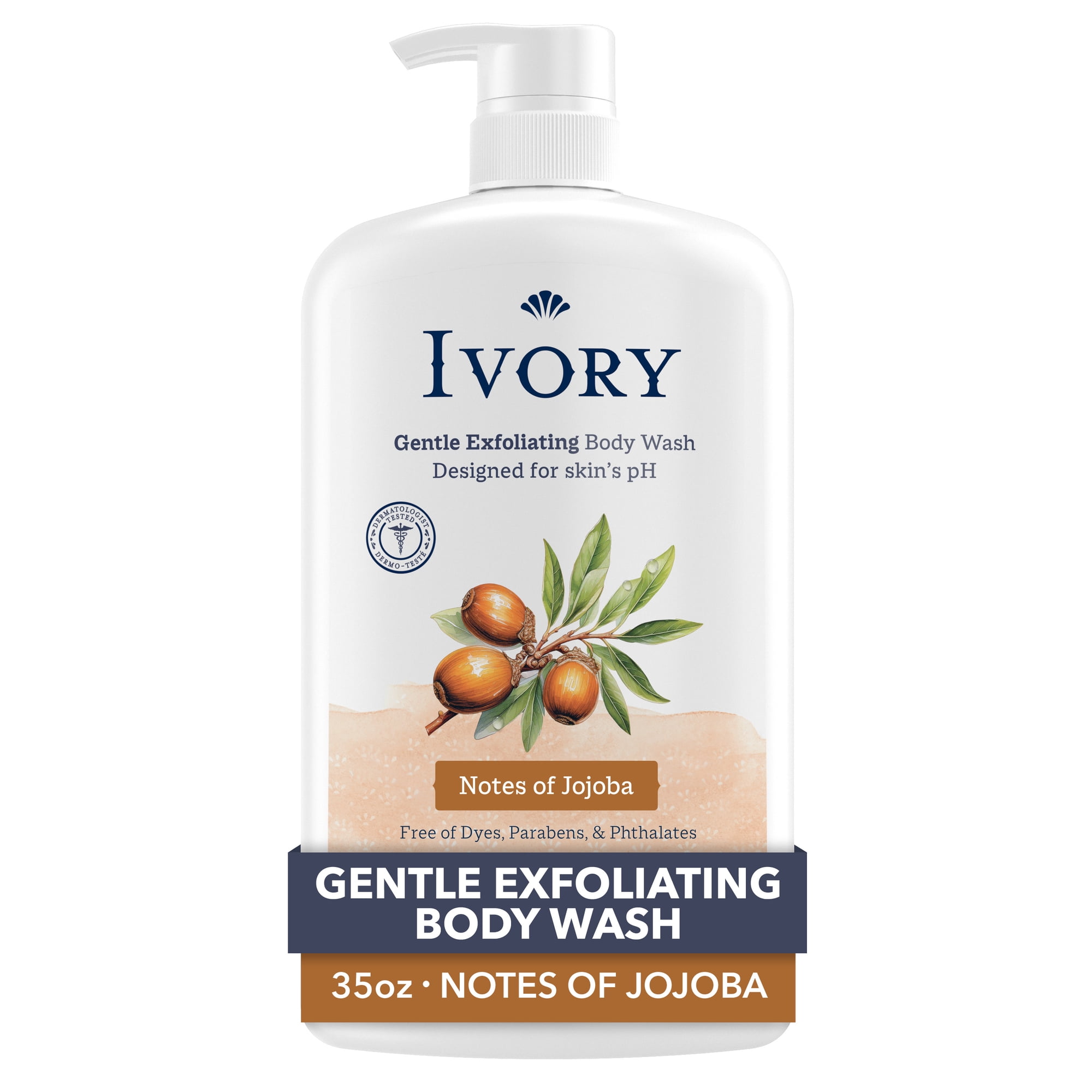 Ivory Body Wash, Gentle Exfoliating, Notes of Jojoba Scent, 35 fl oz