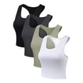 thumbnail image 5 of Spring Tops for Women Womens Square Neck Ribbed Seamless Workout Exercise Shirts Yoga Women's Tops 4 Pieces Basic Crop Tank Tops Sleeveless Crop Sport Blouse, 5 of 8