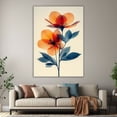 thumbnail image 6 of Mudket Orange and Blue Flower Canvas Wall Art, Framed Ready to Hang, Modern Botanical Print, Elegant Wall Decor for Bedroom Bathroom - 12"L x 8"W, 6 of 10