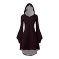 thumbnail image 5 of FEIFLY Women's Halloween Skeleton Print Hooded Dress O-Neck Long Sleeved Long Dresses Holiday Clothing, 5 of 8