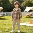 thumbnail image 5 of Fengqque Boy Outfits Long Sleeve Plaid Button Down Shirt + Casual and Comfortable Pocket Sweatpants Multicolor-I 1-2 Years(1-2 Years), 5 of 6