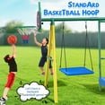 thumbnail image 5 of Metal Swing Sets for Backyard,  Heavy-Duty Outdoor Kids Playsets for Playground,Outside Toys with Trampoline, Platform Swing, 2 Swings and Basketball Hoop for Aged 3-12, 5 of 10