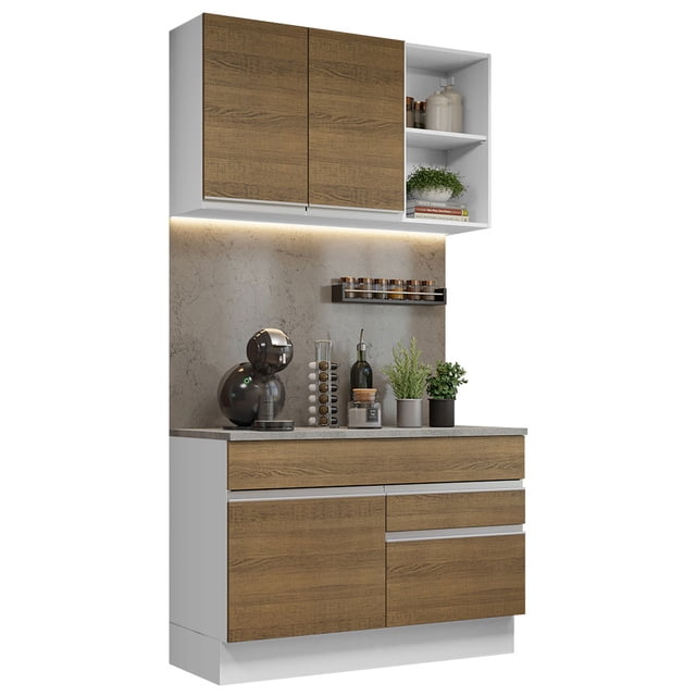 Cocina Integral Completa 120cm Glamy Madesa 08 - Blanco/Marrón