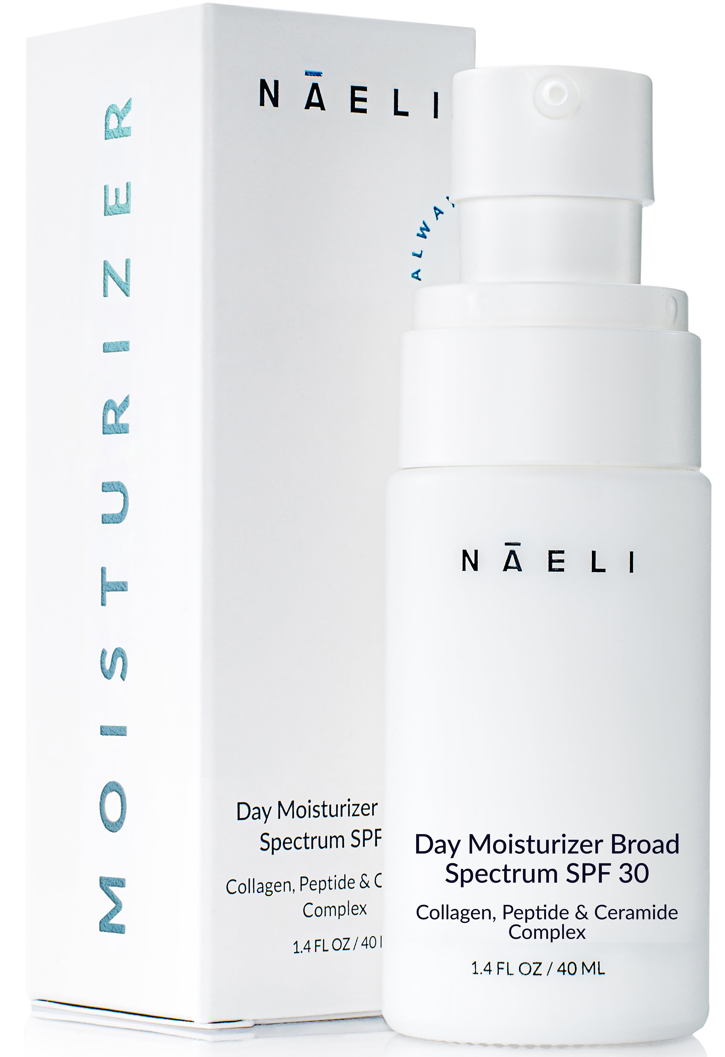 NAELI Face Moisturizer with SPF 30, Natural Anti Aging Collagen, Peptide & Ceramide Cream, Protects Skin & Reduces Wrinkles 1.4 oz