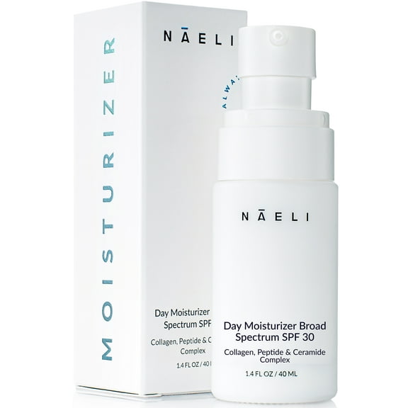 NAELI Face Moisturizer SPF 30, Anti-Aging Collagen Peptide & Ceramide Cream, Protects Skin & Reduces Wrinkles, 1.4 oz