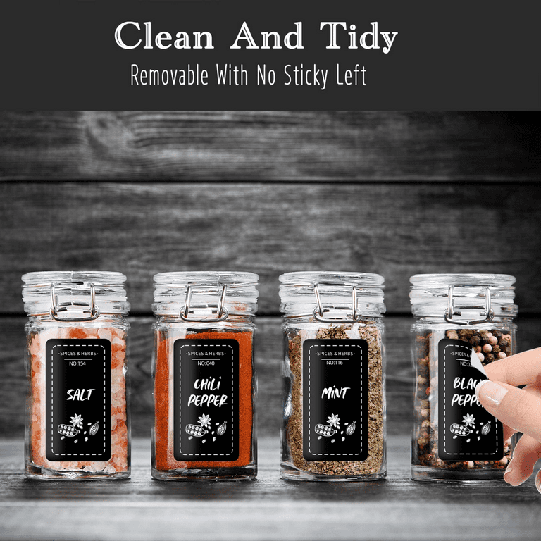 225 PCS Spice Jar Labels, Does't Include Jars,184 Preprinted 41 Extra  Write-On Labels for DIY, Waterproof, Oil Resistant, No Residue Herb  Seasoning