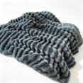 thumbnail image 2 of Textured Striped Throw Blanket | Dark Gray - Soft Fuzzy Ribbed Warm Decor Blanket for Couch Sofa Bed, All Season Cozy Plush for Home Office Travel, 2 of 7