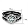 thumbnail image 4 of Womens Black Ring Anillo Para Mujer Stainless Steel Ring with AAA Grade CZ in Clear Blair, 4 of 4