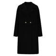 thumbnail image 4 of Women's Wool Blend Coat Single Breasted Notched Lapel Peacoat Mid Long Jacket Winter Warm One Button Overcoat with Pocket, 4 of 6