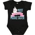 thumbnail image 3 of Inktastic Most Magical Middle Sister- cute unicorn Girls Baby Bodysuit, 3 of 5