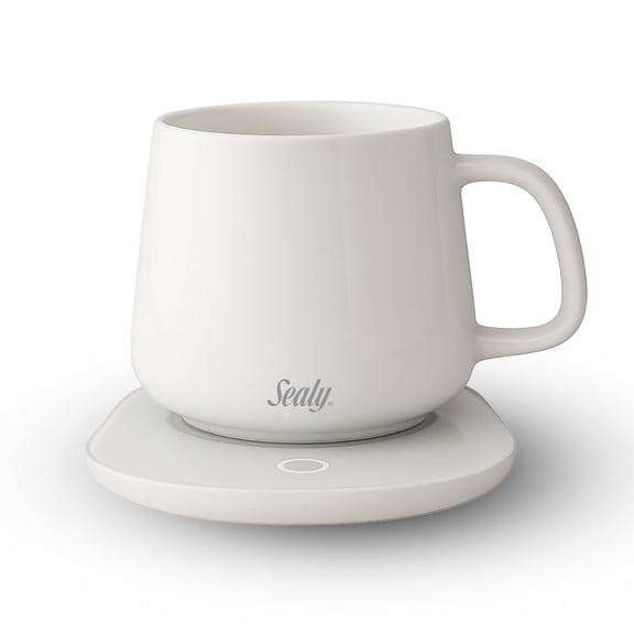 Sealy Coffee Mug Warmer with White Mug, USB Powered Set with Temperature Control & Auto Shutoff