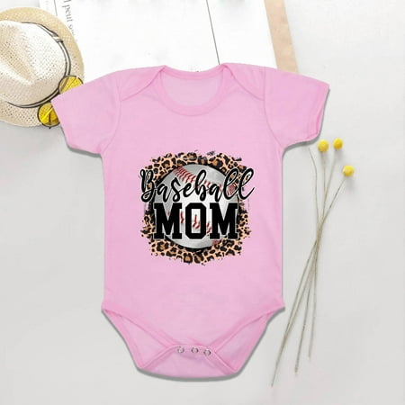 

WHLBF Toddler Baby Boys Girl Comfortable Mother s Day Baseball Print Romper Jumpsuit Pink 0-3Months(0-3Months)