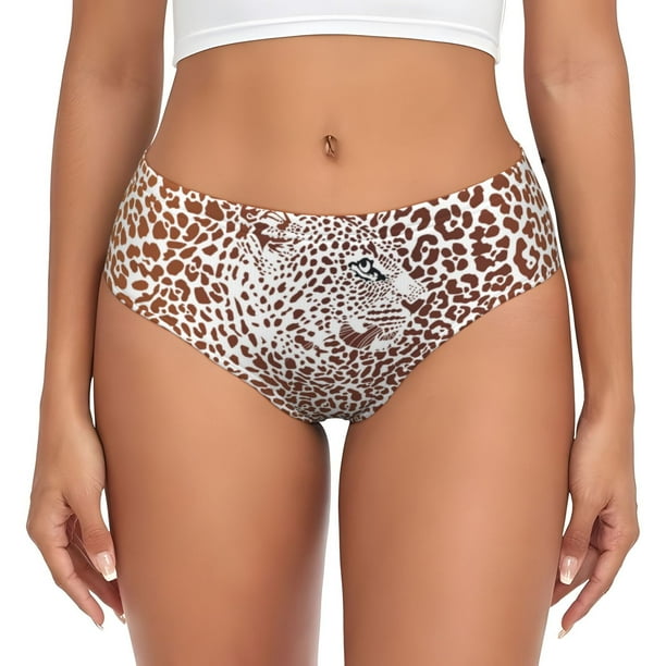 Fotbe Leopard Brown Calzones Estampados para Mujer – Ropa Interior de Algodón, Cómoda, Suave y Elástica-4X-Large