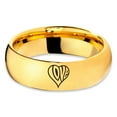 thumbnail image 2 of Tungsten Heart Love Hippy Boho Emoji Band Ring 7mm Men Women Comfort Fit 18k Yellow Gold Dome Polished, 2 of 4