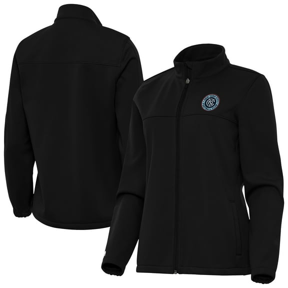 Women's-Antigua  Black New York City FC Links 2 Golf Full-Zip Jacket