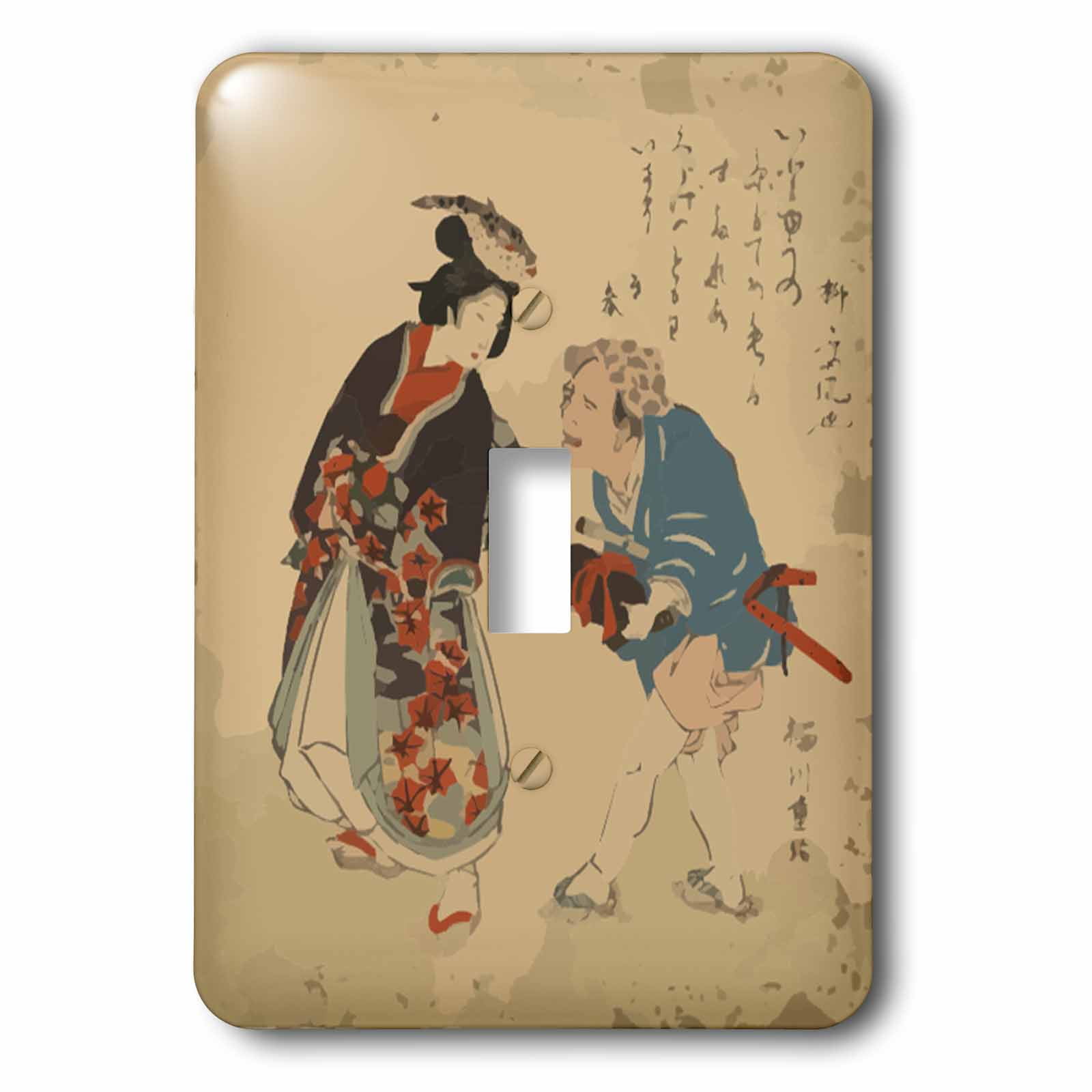 Double Toggle Switch 3dRose lsp/_204190/_2 Print Of Woodcut Painting Puffer Fish Lady And Jellyfish Man