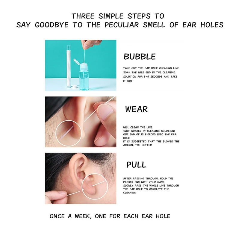 HHEN Earrings Hole Cleaner Disposable Ear Hole Piercing Cleaning Line Ear Care Kit 25ML