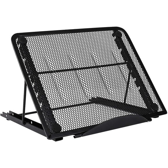 Laptop Stand Ventilated Multi-Angle Notebook Stand Foldable Stainless Steel Tablet Bracket Holder for MacBook Air Pro Lenovo Dell Black