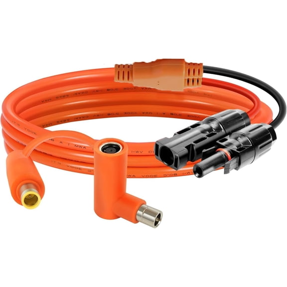 CoolStuff Solar Connector to DC 8mm Adapter Cable 25FT, 12AWG   14AWG Tinned Copper Wire with DC7909 to DC8020 Adapter, Heavy Duty Charging Cable for Portable Power Station, RV, Outdoor Camping