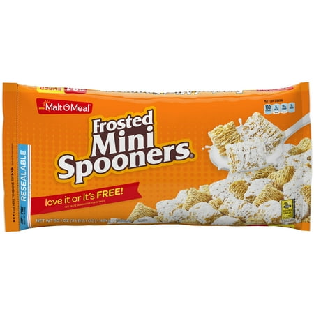 (2 Pack) Malt-O-Meal Breakfast Cereal, Frosted Mini Spooners, 50.1 Oz, Zip Bag