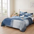 thumbnail image 2 of Twin XL Quilt Set 68''x98'', Navy Blue Ombre Lightweight Summer Bedspread Coverlet Set with 2 Pillow Shams, Modern Oil Painting Geometric Breathable All Season Quilt Bedding for Dorm/Guest Room, 2 of 9