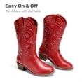 thumbnail image 3 of DREAM PAIRS Girls' Cowboy Boots Western Cowgirl Boots with Floral Embroidery Mid-Calf Round Toe Boots Side Zipper, 3 of 6