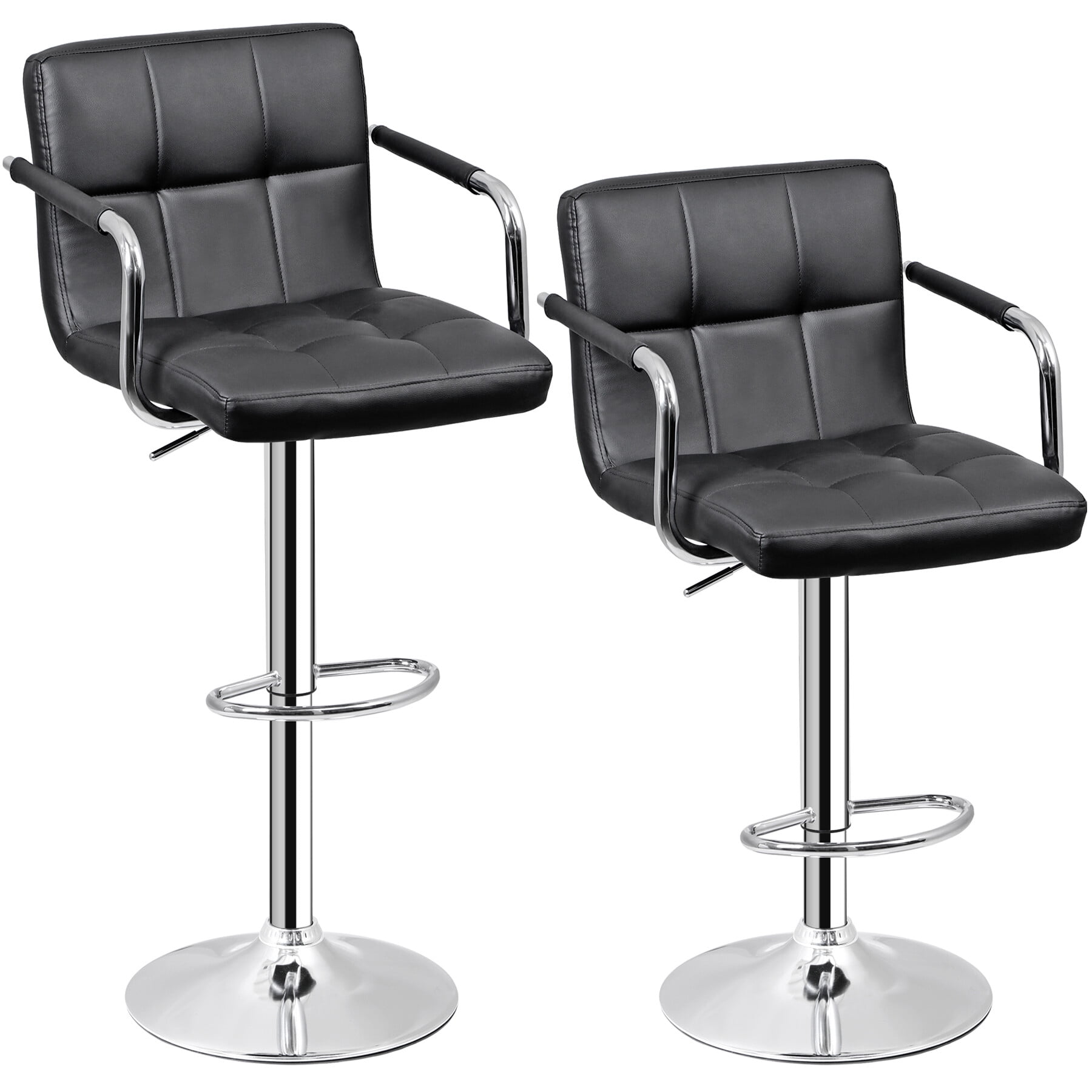 ZENY Adjustable Height Counter Bar Stools - Set of 2, Black
