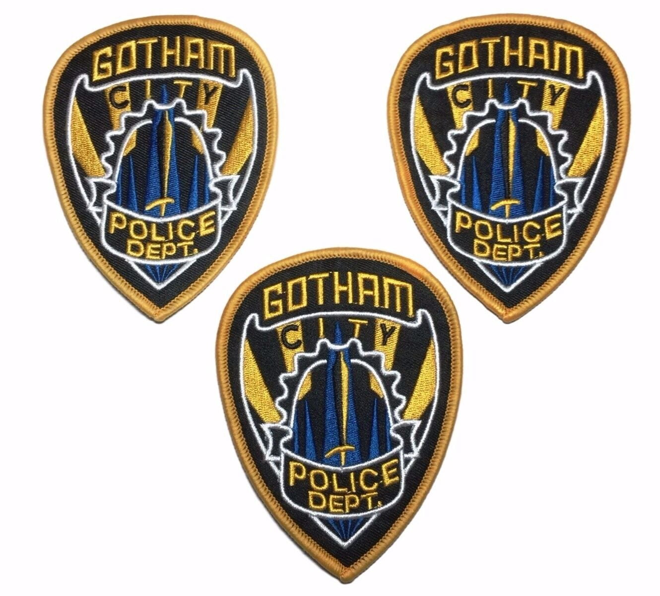 DC’s Batman Gotham Police Shield 3 1/2 Inches Embroidered Patch Set of