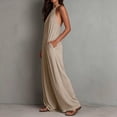 thumbnail image 7 of Ailaofu Women's Summer Halter Neck Sleeveless Solid Color Jumpsuit, Fashion Casual Beach Vacation Jumpsuit with Pockets, 7 of 7