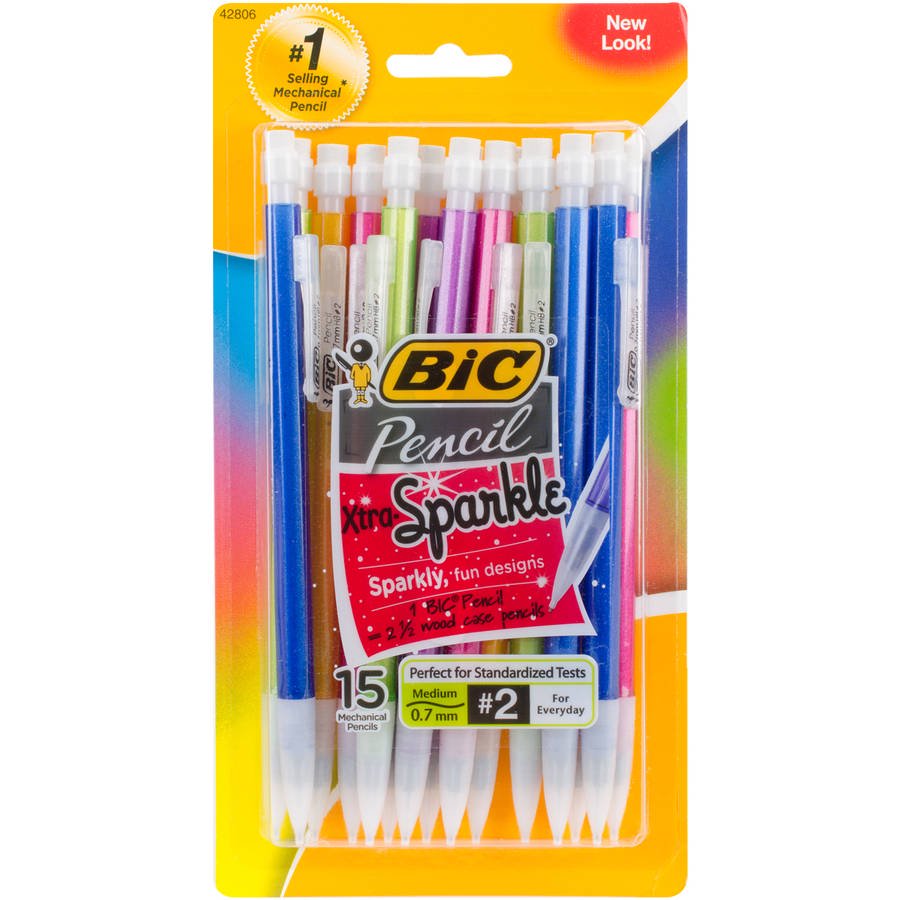 BIC Xtra Sparkle Mechanical Pencils, 15pk, Assorted Barrels Walmart