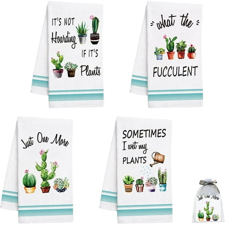 

SPXUBZ Kitchen Towels Green Plant Cactus Glue for Home Kitchen Decor Housewarming Gift Towel Set of 4