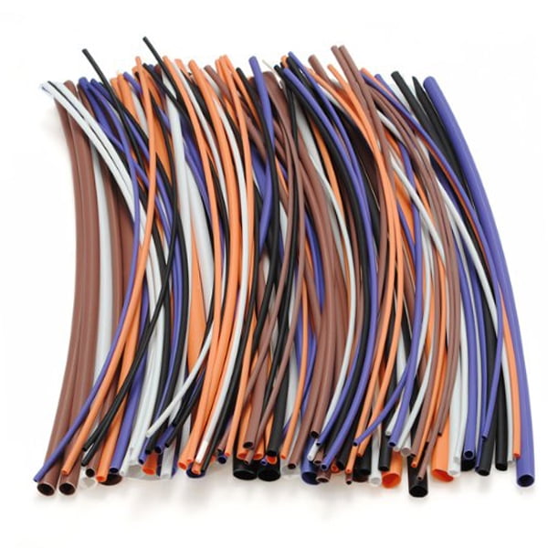 100pcs 5 Couleurs 6 Tailles Rapport d'Assortiment 2:1 Tubes Thermorétractables en Polyoléfine Gaines de Fils d'Emballage