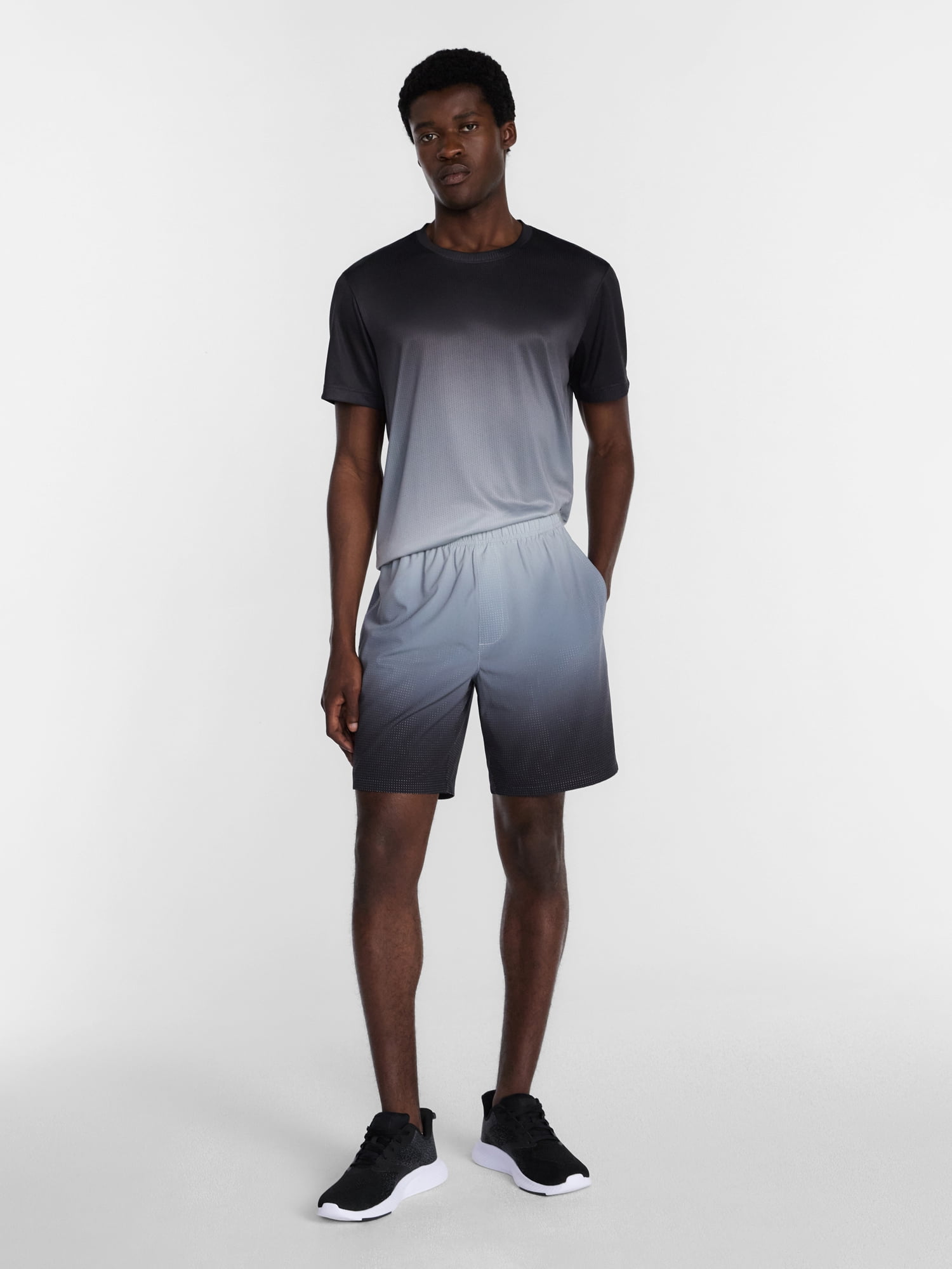 Athletic Works Men's and Big Men's Active Ombre Perforated Woven Performance Shorts, 7" Inseam, Sizes XS-5XL