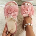 thumbnail image 3 of Taqqpue Memory Foam Open Toe Fuzzy Slippers for Women Slip On Cozy Indoor House Footwear for Her Versatile Indoor Slippers Bow Winter Trendy Fashionable Warm Flat Cotton Slippers, 3 of 6