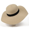 thumbnail image 2 of Cutuoiiu Women Summer Oversized Floppy Woven Straw Sun Hat Solid Color Simple Black Ribbon Band Hidden Drawstring Foldable UV Protection Hat for Beach Vacation Outdoor Travel, 2 of 6