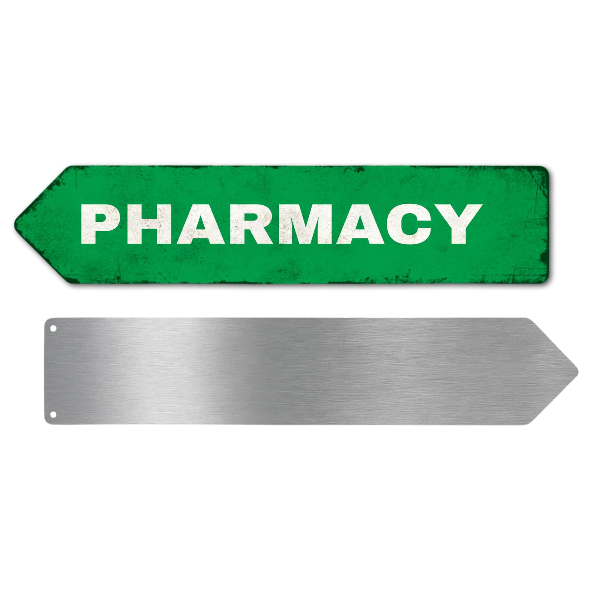 Pharmacy Metal Sign by DC | Arrow Metal Directional Signage for Indoor & Outdoor | 3x12 Rust-Free Aluminum Sign | Hospital Signage UV Protected Road LEFT Arrow Sign | Made in USA