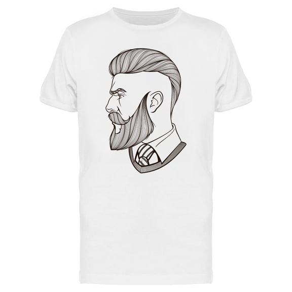 Bearded Man Side View Design T-Shirt Men -Image by Shutterstock, Male 3X-Large