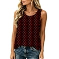 thumbnail image 4 of FDGIU Women's Round Neck Polka Dot Print Sleeveless Tank Top, Loose Split Side Curved Hem Lightweight Woven Casual Camisole, 4 of 8