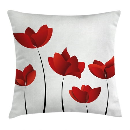 - Floral Throw Pillow Cushion Cover, Valentines Inspired Exquisite Rose Petals Vivid Blossoms Florets Nature Illustration Image, Decorative Square Accent Pillow Case, 16 X 16 Inches, Red, by Ambesonne