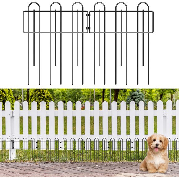 Animal Barrier Fence ,Total in(H) X Ft(L) No Dig Garden Decorative Fencing, Rustproof Metal Wire Fencing Border for Dog Rabbit Pet Ground Stakes Fence and Outdoor Landscap