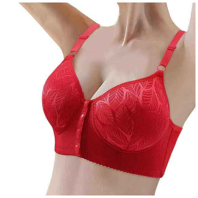 Bmisegm Women Seamless Lift Plus Size Bra Full Coverage Push Up Without Underwire for Maximum Comfort and Support Red 36
