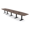 Natural Eucalyptus w/Matte Black Base with Electric, variant on 18 Person Modular Boardroom Table Boat Shaped Metal T-Bases w/Electric
