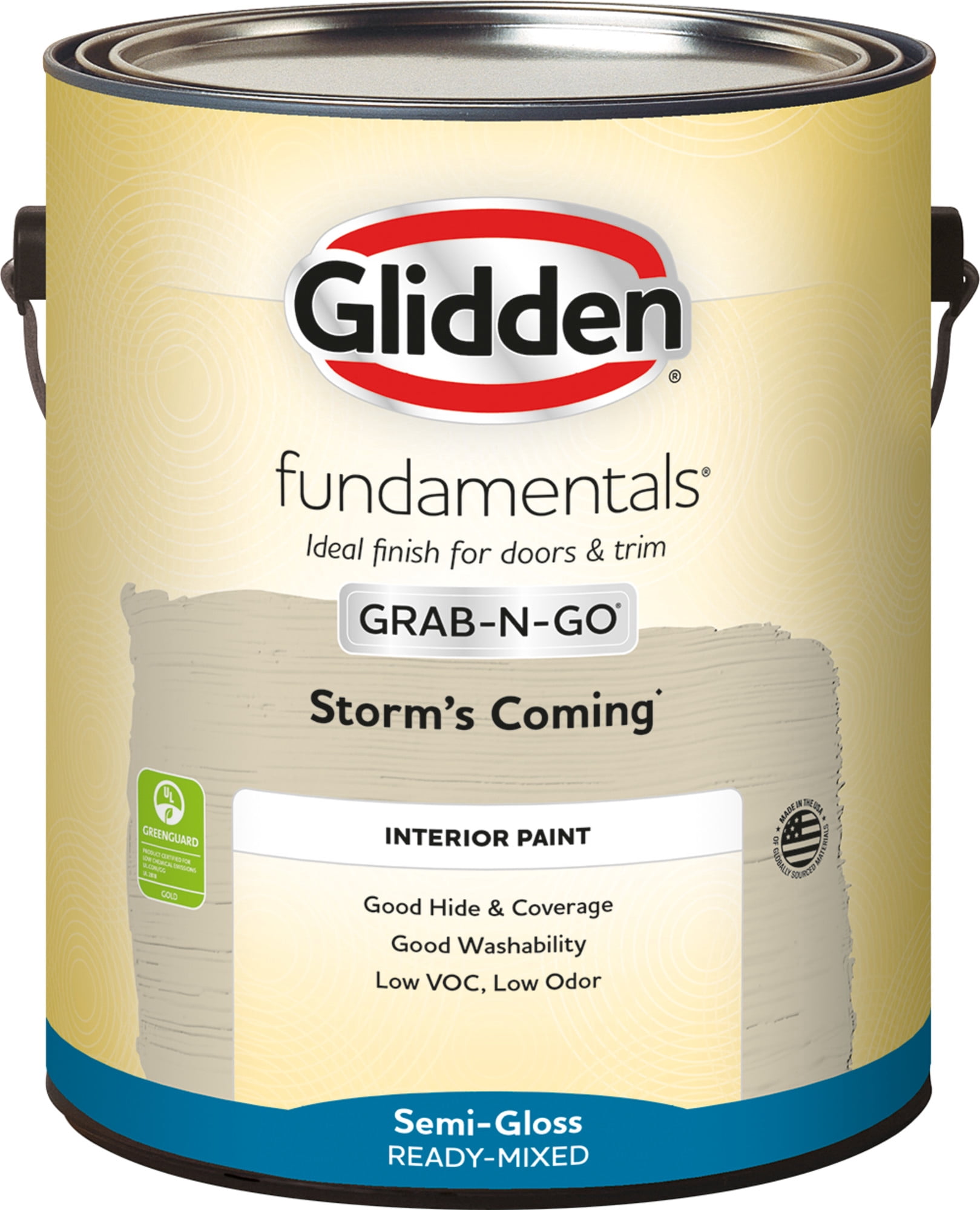 Glidden Fundamentals Grab-N-Go Storm's Coming / Gray, Semi-Gloss Interior Paint, 1 Gallon