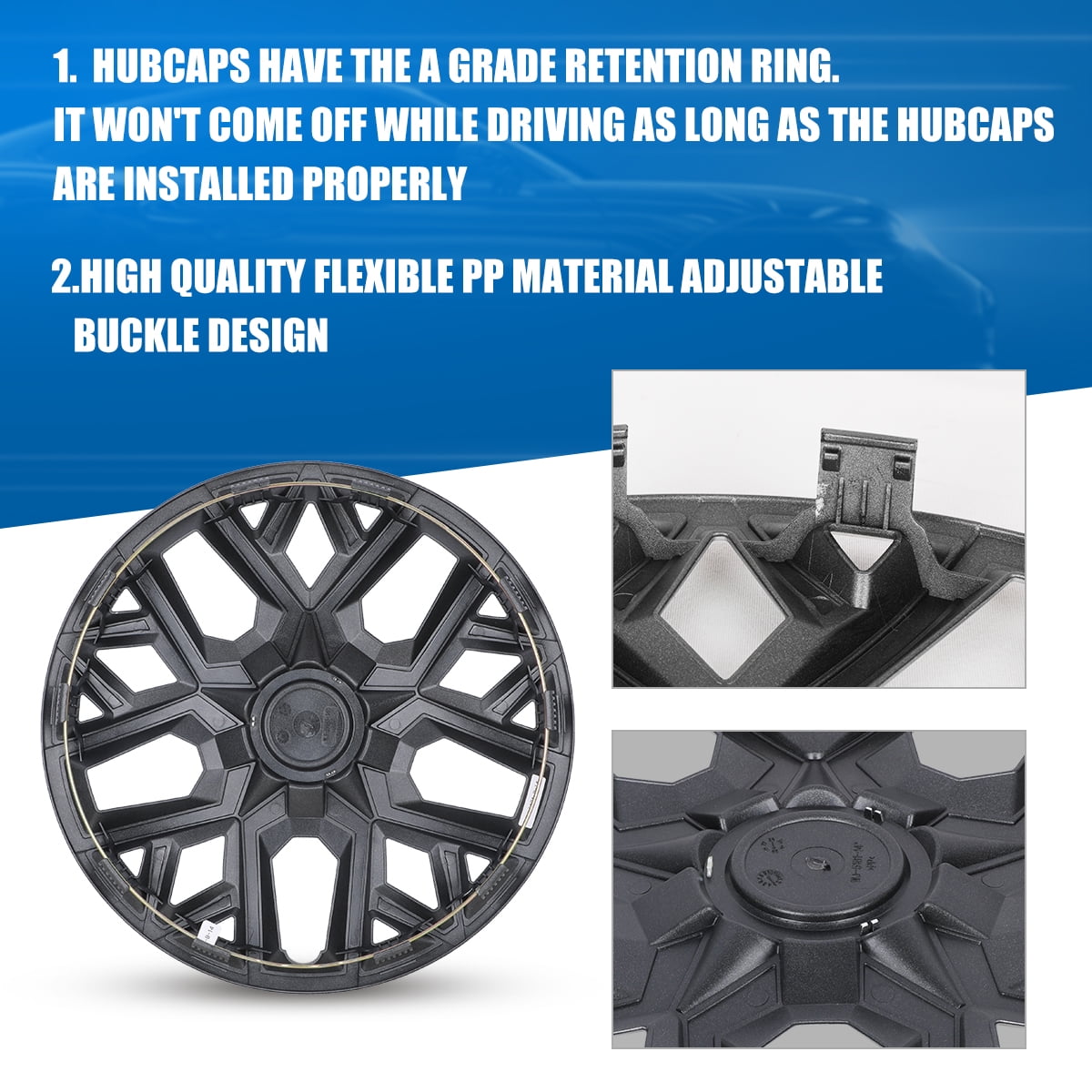 4Pcs Wheel Rims Cover,14 inch Universal Hubcap for Steel Wheel Rims Cover,Snap on Installation with Retention Rings,Lacquer