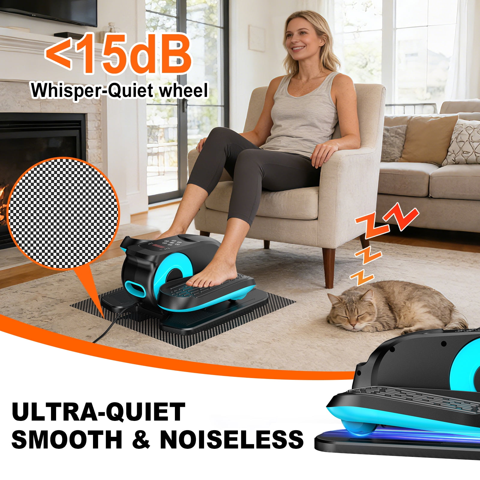 Under Desk Elliptical Machine, Ellipse Leg Exerciser While Sitting, Quiet Portable Electric Seated Pedal Exerciser,Fully Assembled with Remote Control & 12 Adjustable Speeds