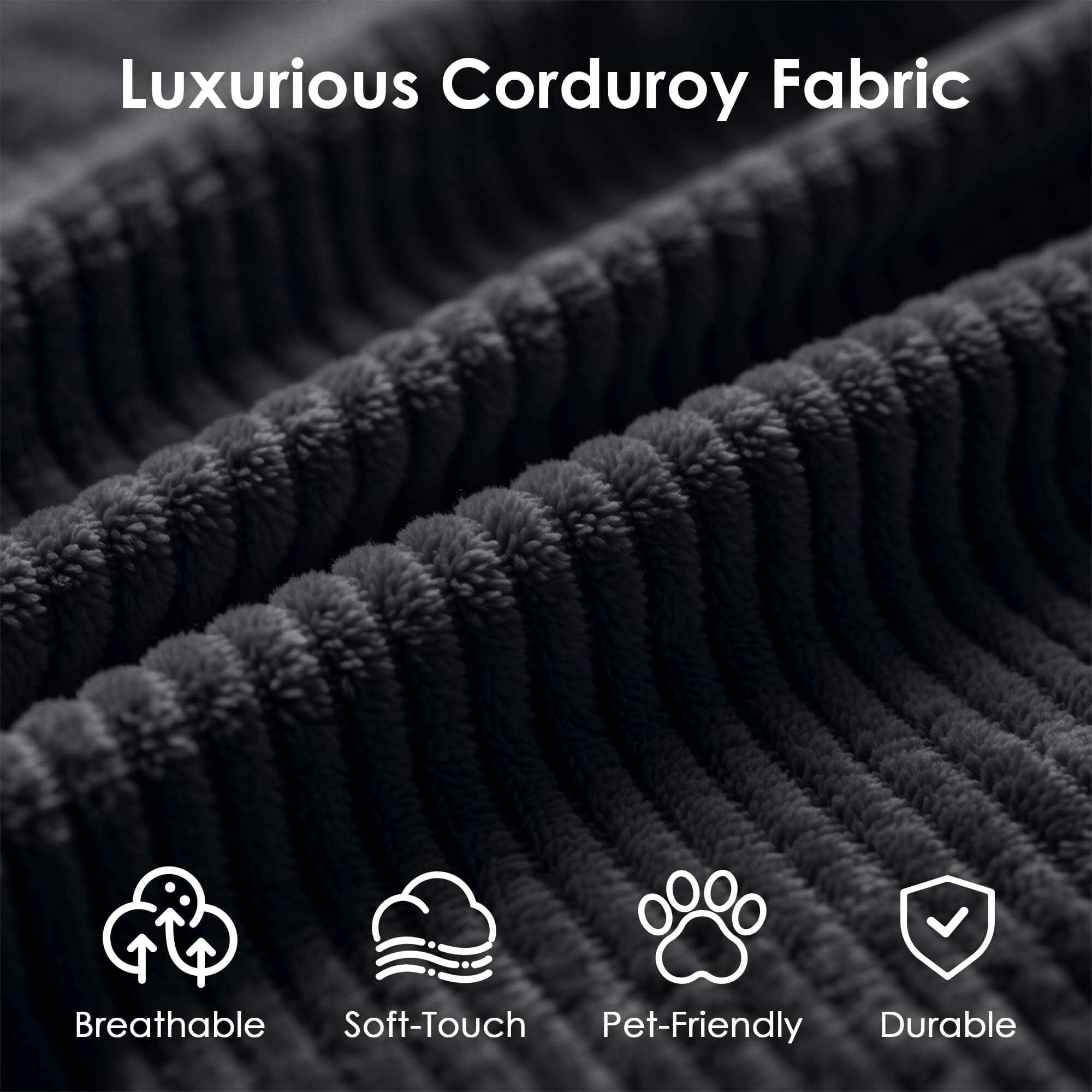 Howcool 78.5” Convertible Sleeper Sofa Bed, Foldable Corduroy Loveseat Couch, Boneless Compression Sofa with Memory Foam, No Assembly Required,Black