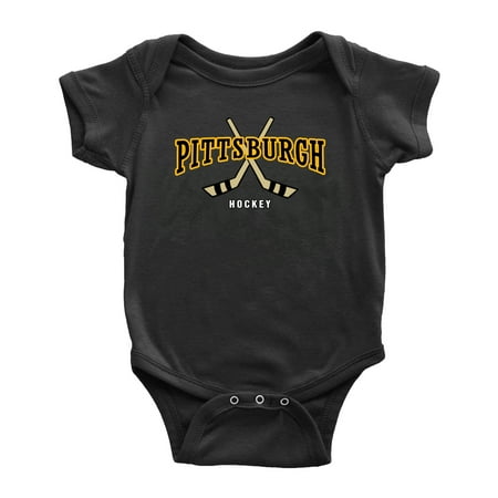 

Cute Pittsburgh Baby Romper Hockey Fan Baby Jersey Clothes (Black 12-18 Monthes)