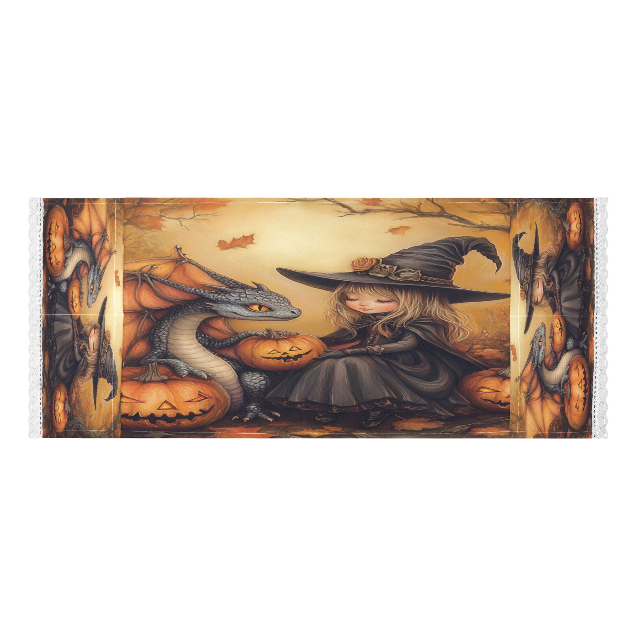 A Little Witch and Her DragonWasher and Dryer Covers Dust-Proof and Oil Resistant Fridge Cover with 4 Storage Pockets Washing Machine Top Cover for Laundry Kitchen Home 51.2 x 22 In