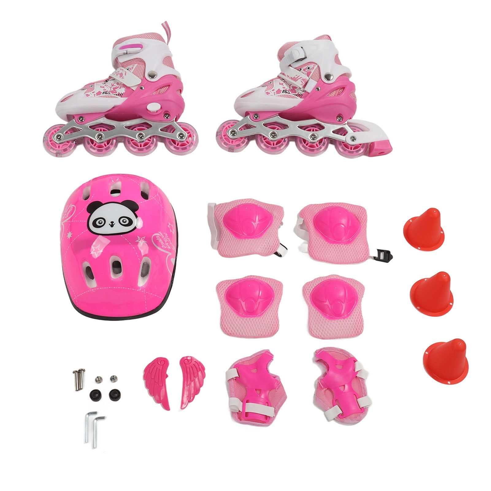 M Buder Adjustable Inline Skates for Kids Boys Girls, Blade Roller Skates with Light Up Wheels, Complete Set with Helmets and Pads for Indoor Outdoor Skating Activities (14.17 in / 36 cm Packaging)